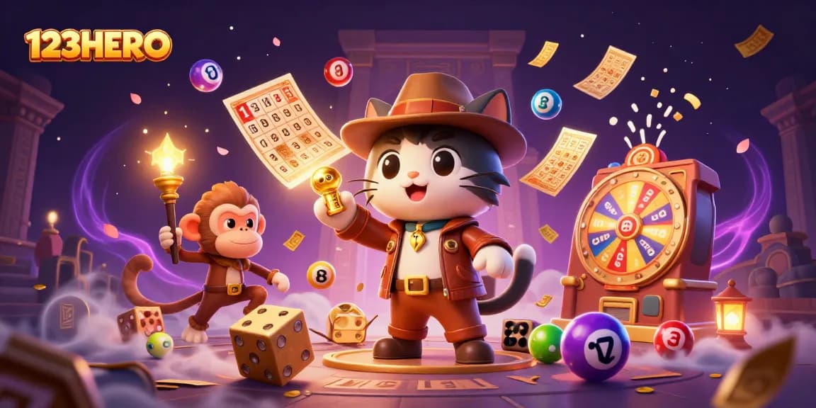 Engage with 123HERO by discovering golden casino treasures in this dynamic illustration.