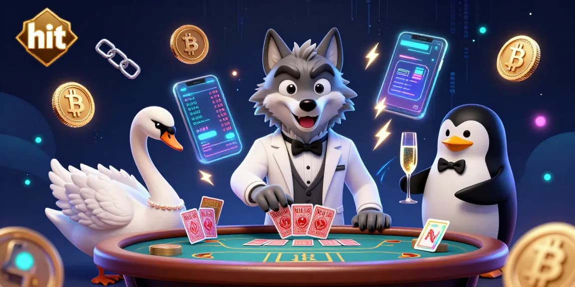 Hit your jackpot with a dazzling 3D casino scene featuring a chic wolf, elegant swan, and penguin.