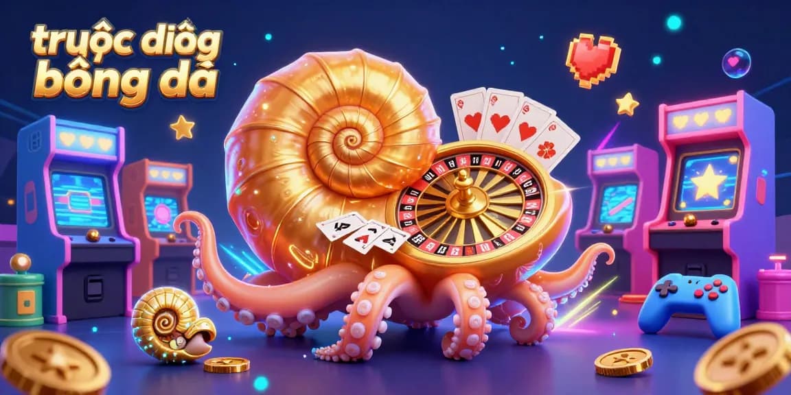Experience trực tiếp bóng đá with a vibrant illustration of a giant nautilus roulette wheel and glowing game elements.