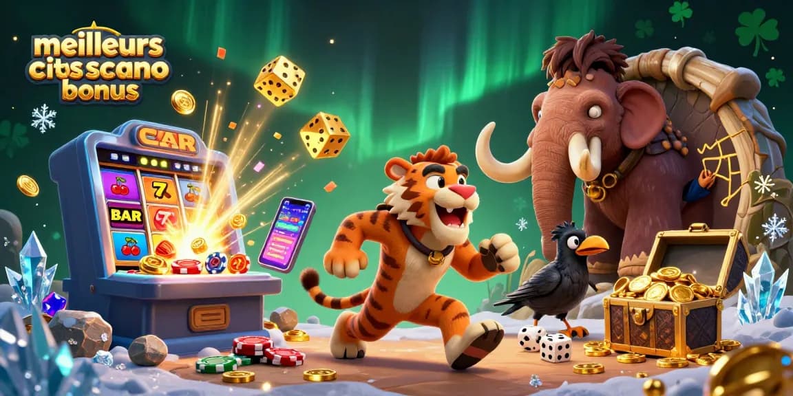 Découvrez les meilleurs sites casino bonus à travers cette illustration festive et immersive.