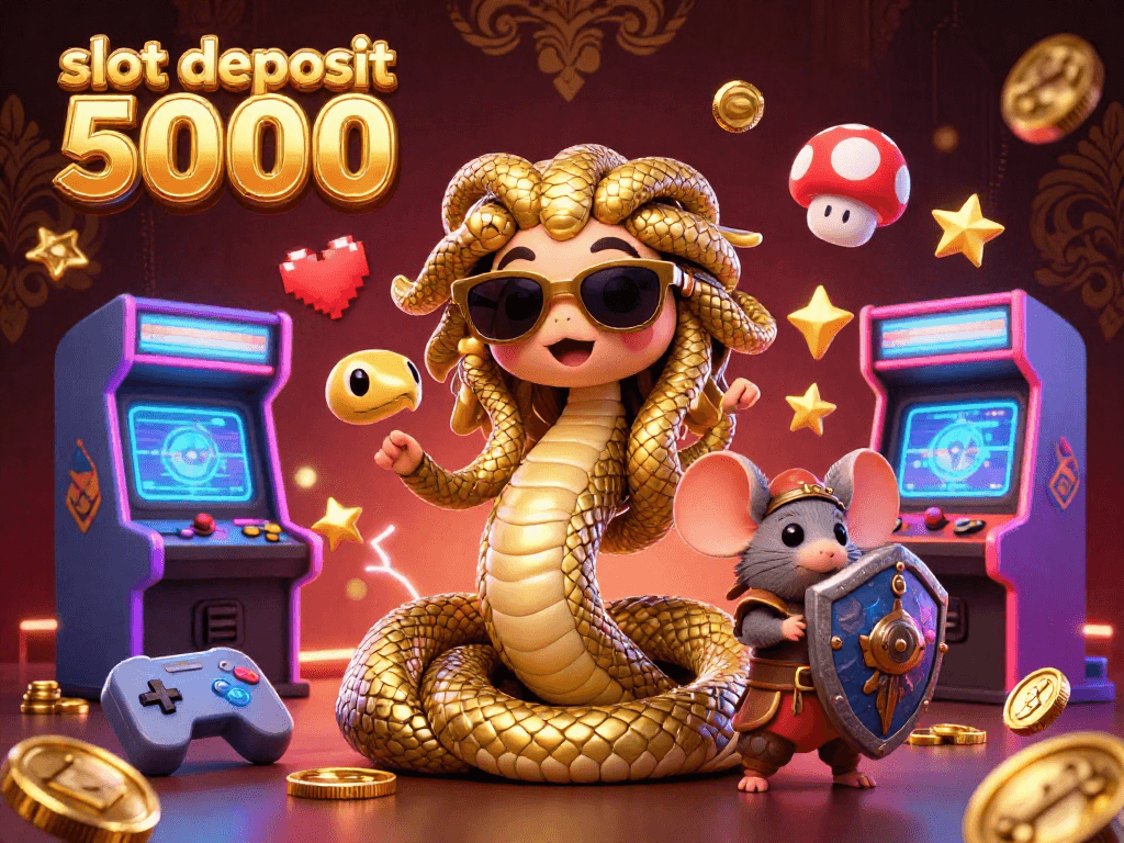 Experience the thrill of winning with slot deposit 5000 in this vibrant 3D casino illustration.