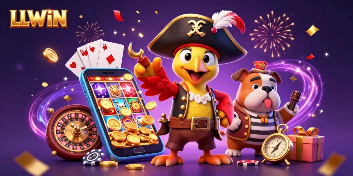 Immerse in the excitement with LLWIN as the pirate captain leads a vibrant casino adventure full of games and rewards.