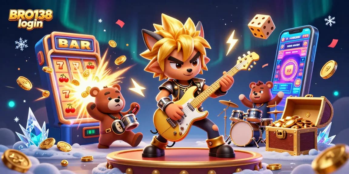 Engage with thrilling chances on BRO138 login, featuring dynamic characters and vibrant casino elements.