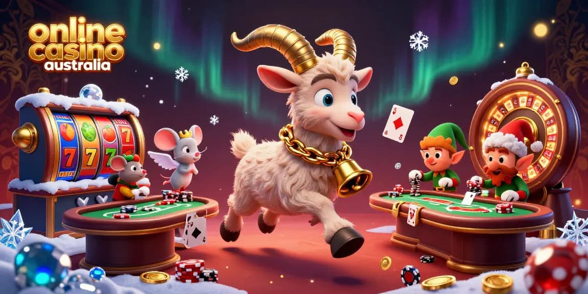 Experience exciting games at the online casino Australia, with Krampus overseeing a fun-filled gaming scene.