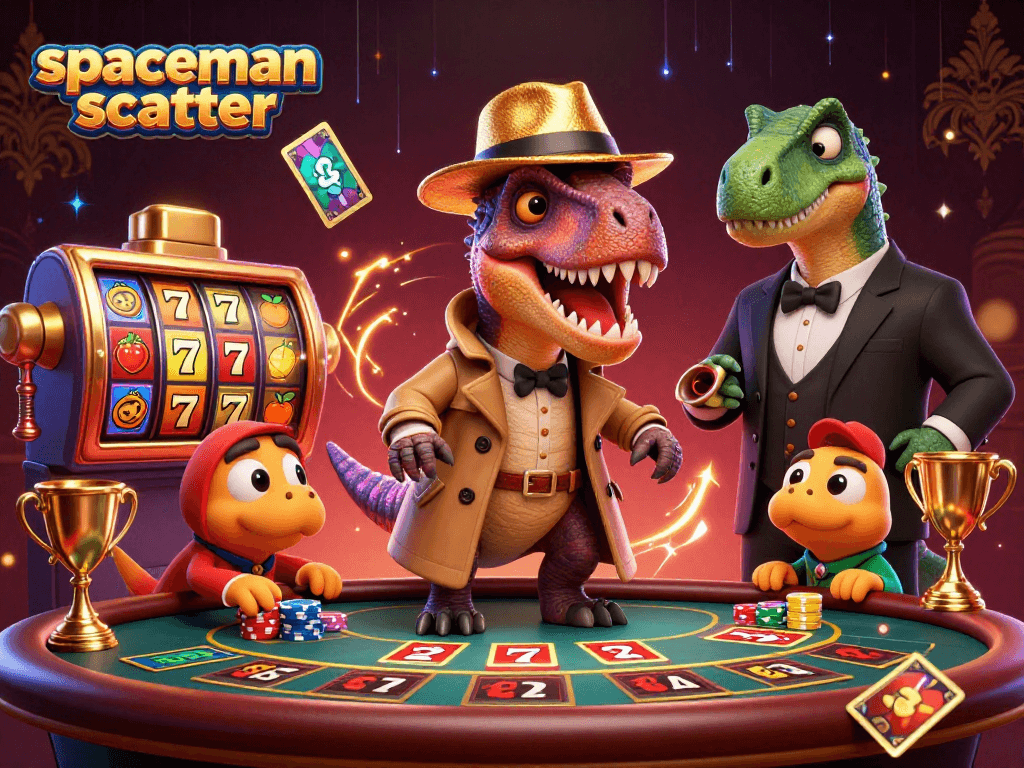 Experience the excitement of playing spaceman scatter with dynamic illustrations of thrilling casino moments.