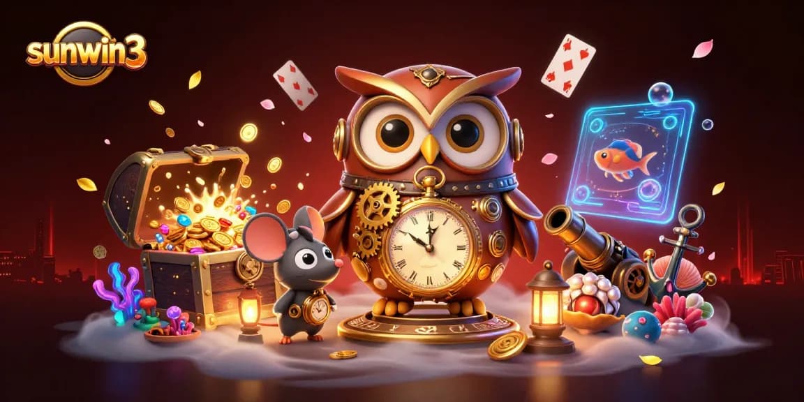Experience exhilarating gameplay at sunwin3, featuring a time-traveling owl in a rich casino scene.