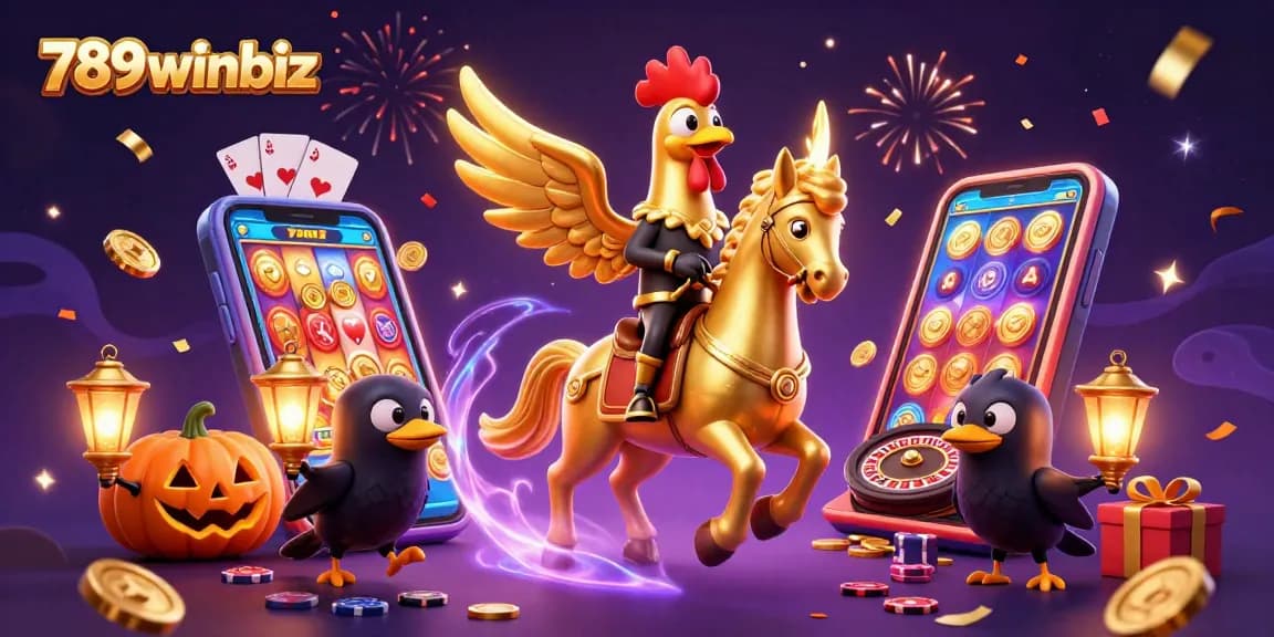Experience the vibrant energy of 789winbiz with golden rooster characters in a lively casino scene.