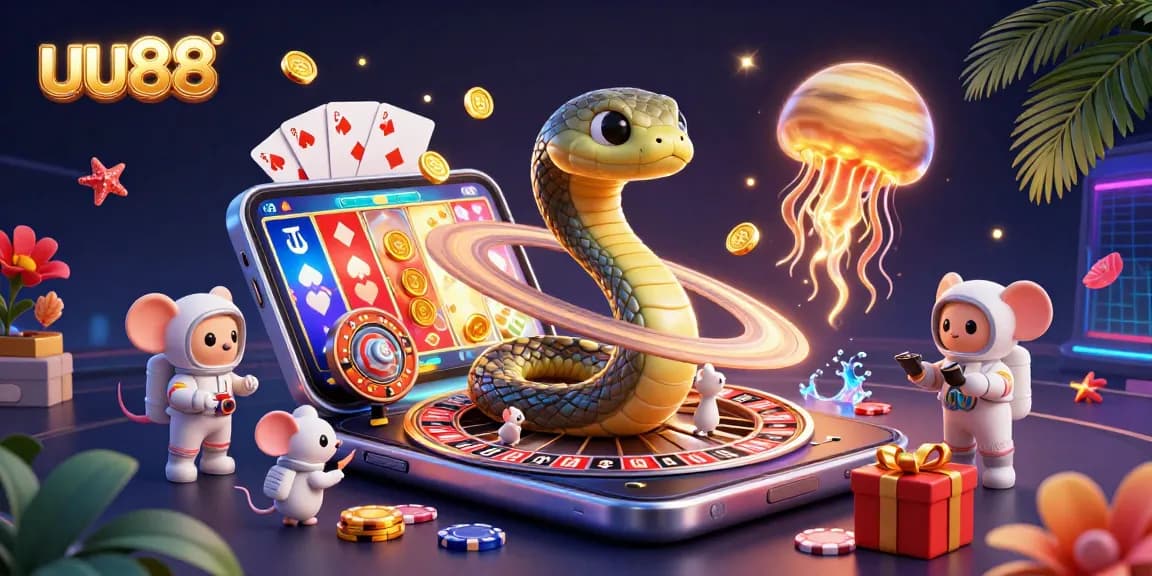 Place bets on uu88 with cartoon astronauts in a dynamic, colorful casino scene.