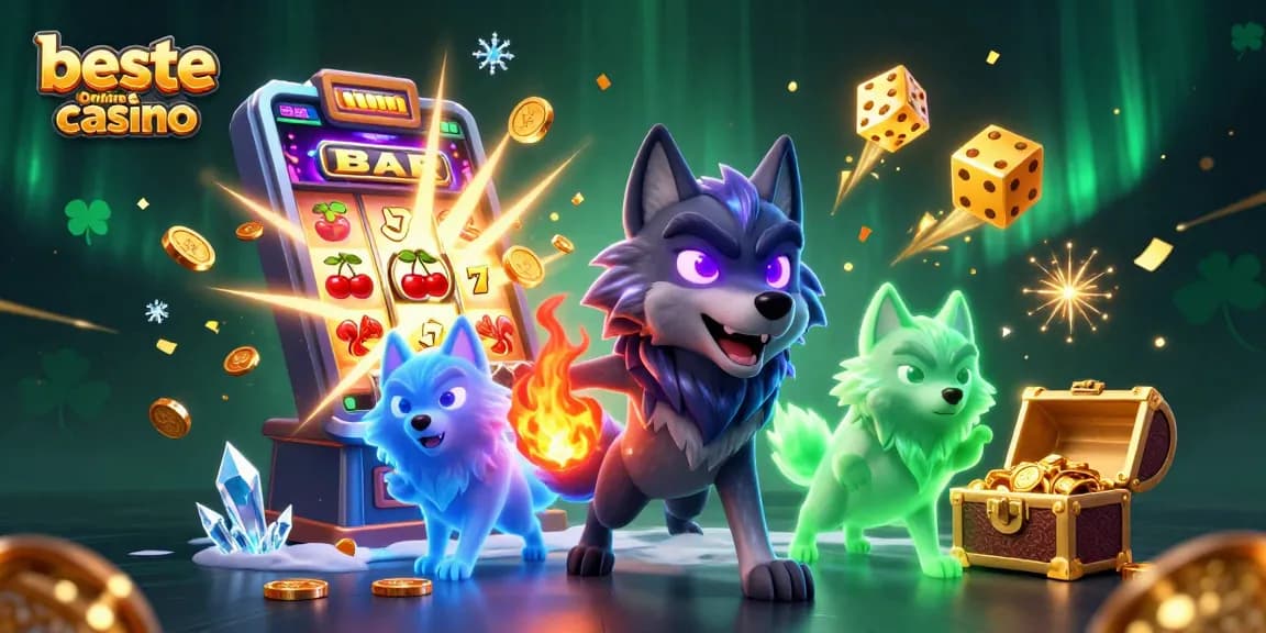 Engage with the beste online casino through thrilling gameplay featuring a mystical wolf pack amidst rich casino elements.