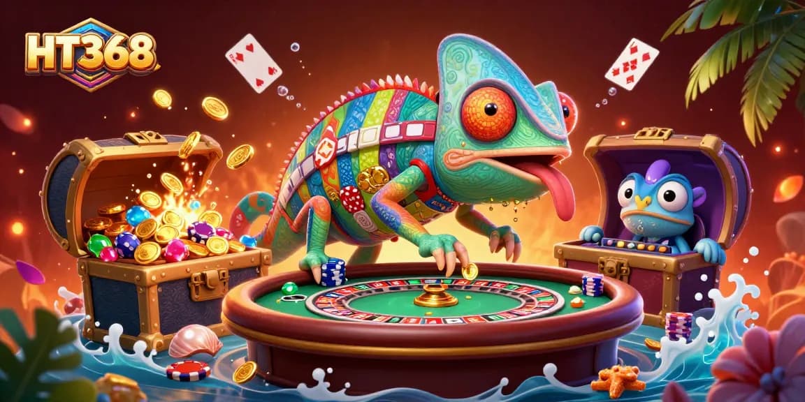 Experience the excitement of HT368 casino games with the vibrant chameleon owner and dynamic elements.