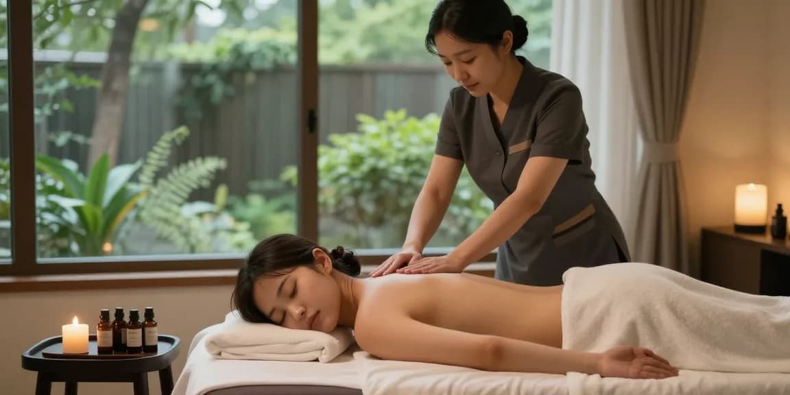Relaxing 신촌출장마사지 session with a professional therapist in a serene environment.
