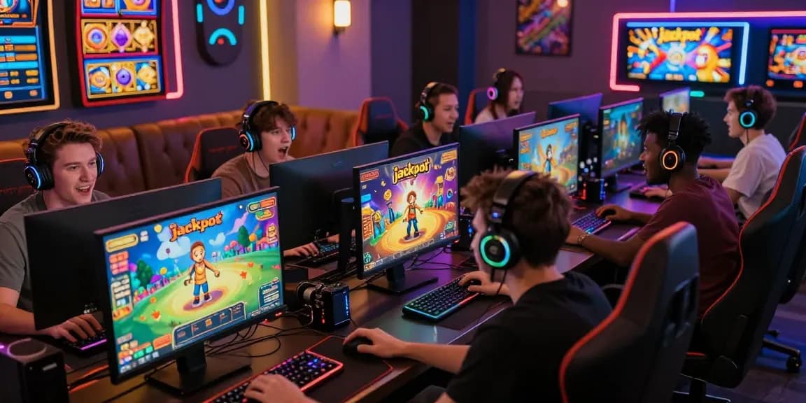 Excited gamers enjoying slot gacor experiences on vibrant platforms