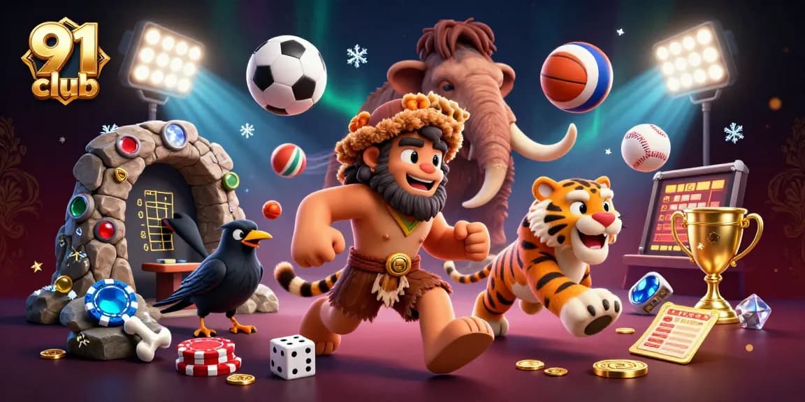 Experience thrilling action at the 91 club with dynamic sports betting elements like trophies and betting slips.