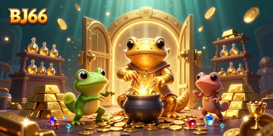 Watch BJ66 transform base metals into gold coins in a vibrant 3D illustration.