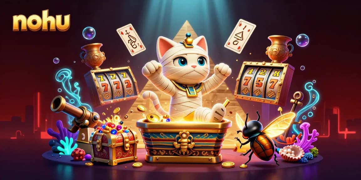 Nohulucky Egyptian mummy and friends unveil thrilling game experiences with animated treasures in vibrant casino.