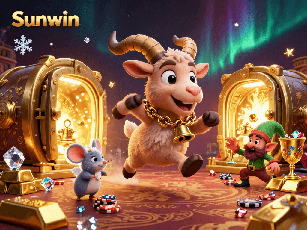 Experience thrilling casino action at Sunwin as Krampus and friends race through a festive gaming scene.