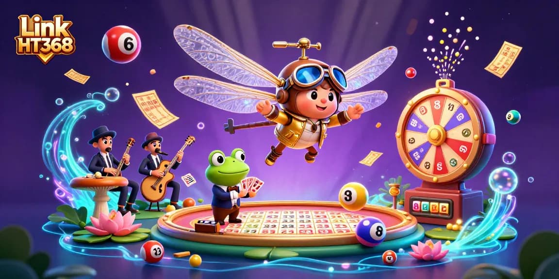 Experience the excitement of gambling with Link HT368, featuring dynamic gaming elements and vibrant characters.