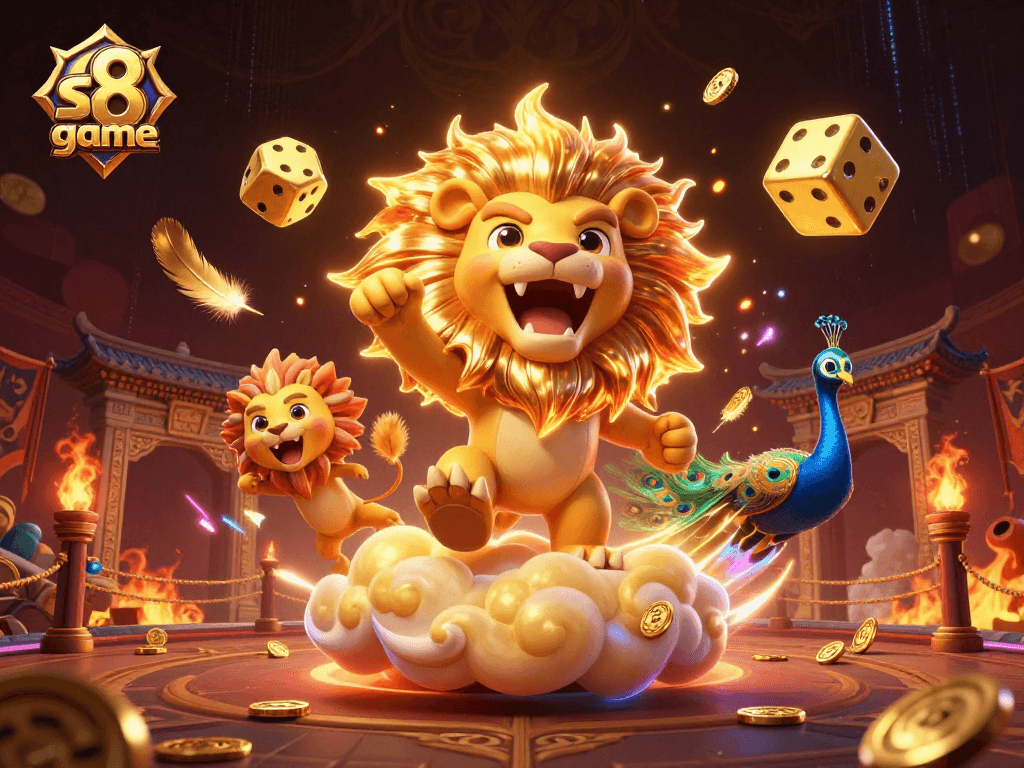 Join the excitement of s8 game with vibrant casino elements and a lively illustration.