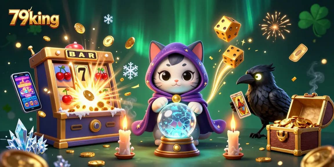Engage with 79king's vibrant casino world in this detailed illustration featuring exciting game elements.