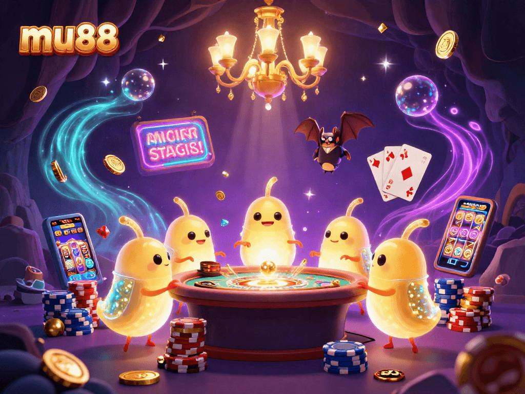 Experience mu88's vibrant casino scene, featuring glowworms and exciting gaming elements.