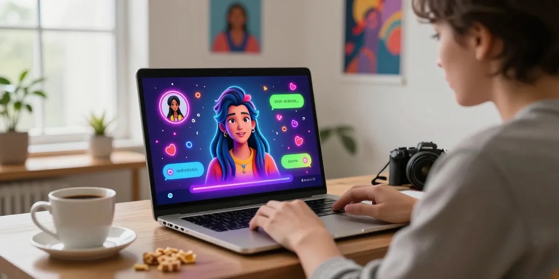 Engaging ai chat nsfw experience with customizable avatars in a vibrant home office setting