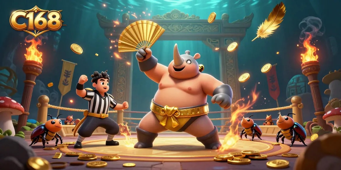 C168 introduces thrilling live sports betting with a dynamic beetle sumo champion in action.