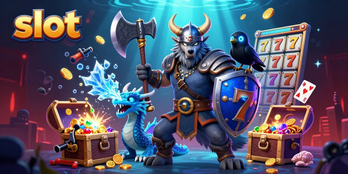 Spin the slot reels with a Viking wolf warrior, fierce dragon, and dynamic treasure elements.