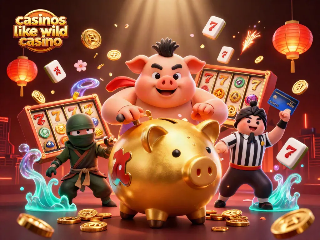 Engage in gameplay at casinos like wild casino with a vibrant, animated casino-themed illustration.