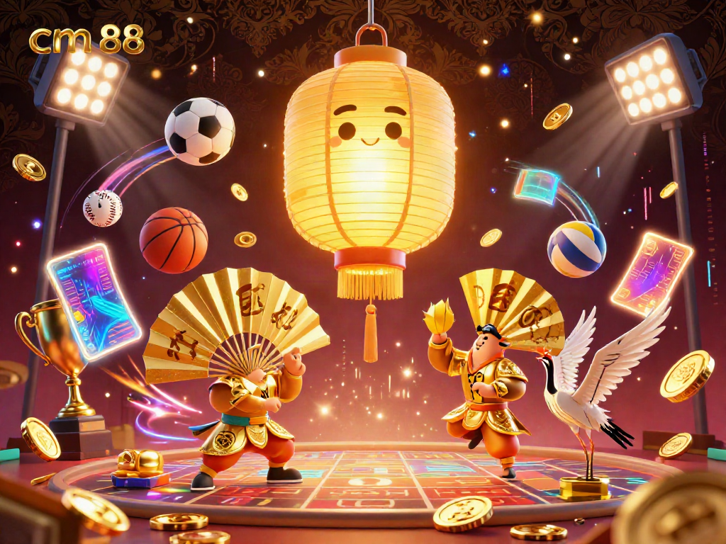Bet on cm 88 with vibrant night market casino featuring golden lantern spirit and dynamic sports elements.