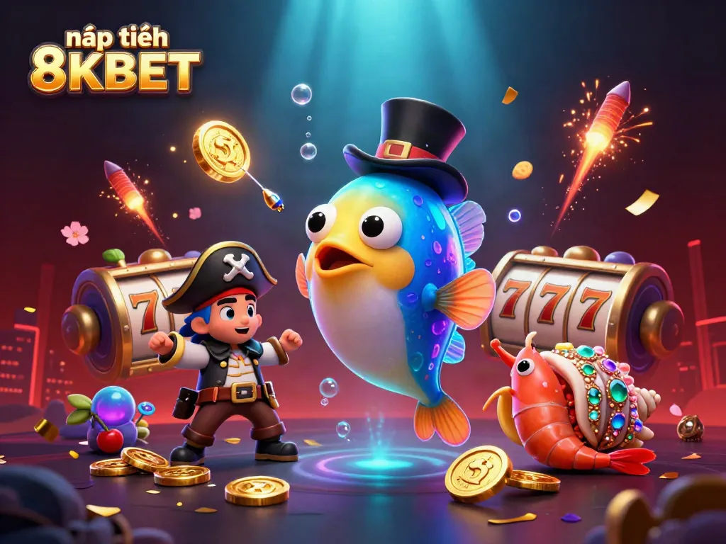 Engage in thrilling gameplay at nạp tiền 8KBET with our unique underwater scene featuring vibrant characters and innovative game elements.