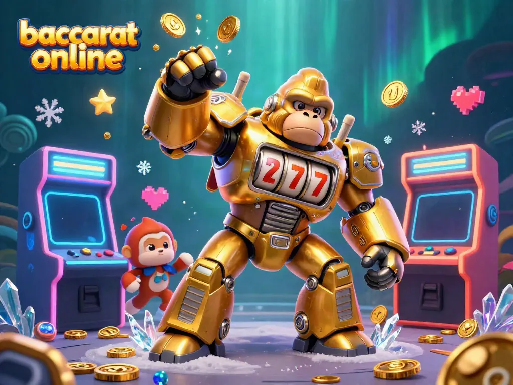 Experience baccarat online action with a dynamic gorilla mech and vibrant casino elements.
