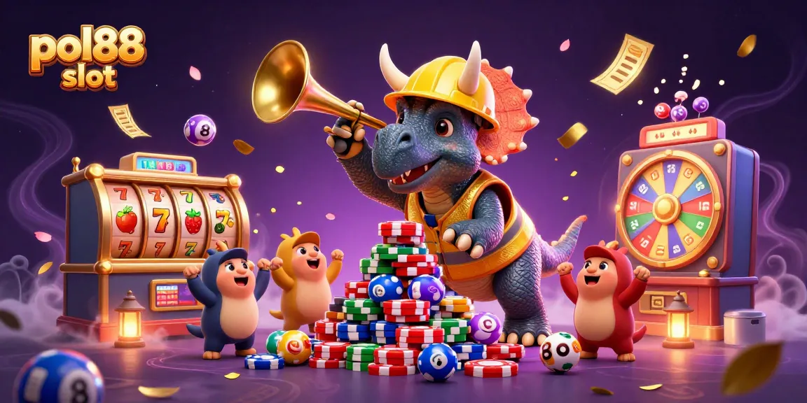 Mainkan pol88 slot dengan triceratops dan parasaurolophus dalam ilustrasi ceria yang penuh semangat.