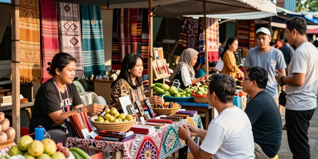 Support local products at the rokok88 community market showcasing Indonesian artisans.