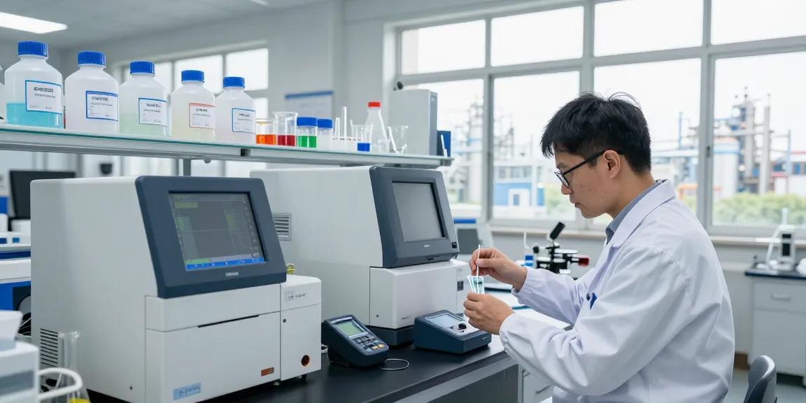 Technician testing fine chemicals in a laboratory setting, showcasing a fine chemicals supplier's quality control process.