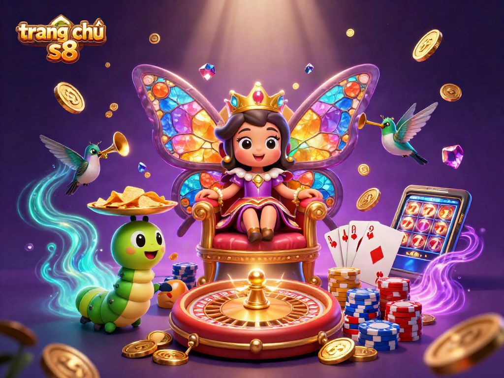 Spin and win with games on trang chủ s8, featuring vibrant casino elements and captivating characters.