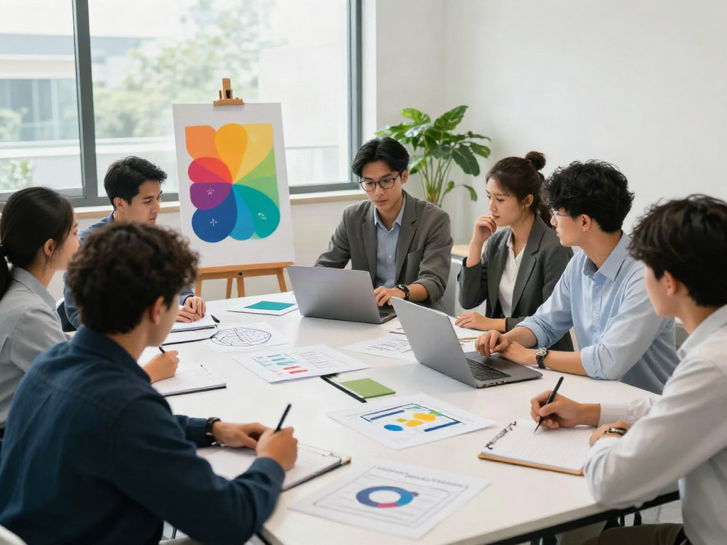 Workshop DEWITOTO tentang pengembangan karier dan pengelolaan keuangan dengan profesional muda yang berdiskusi di ruang kantor.