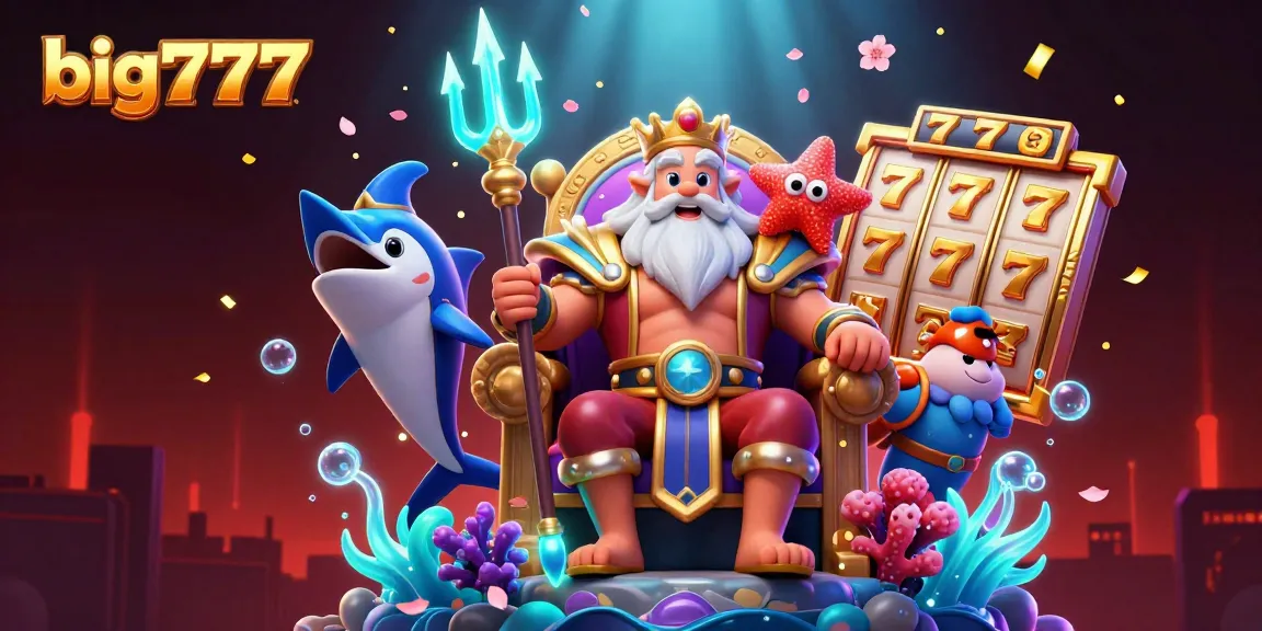Experience big777 with vibrant visuals showcasing a 3D sea king and jackpot elements in an exciting casino setting.