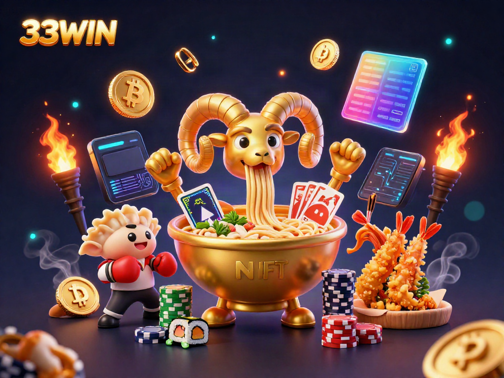 Engaging 33WIN casino scene with dynamic characters and vibrant gambling elements for enhanced player experience.
