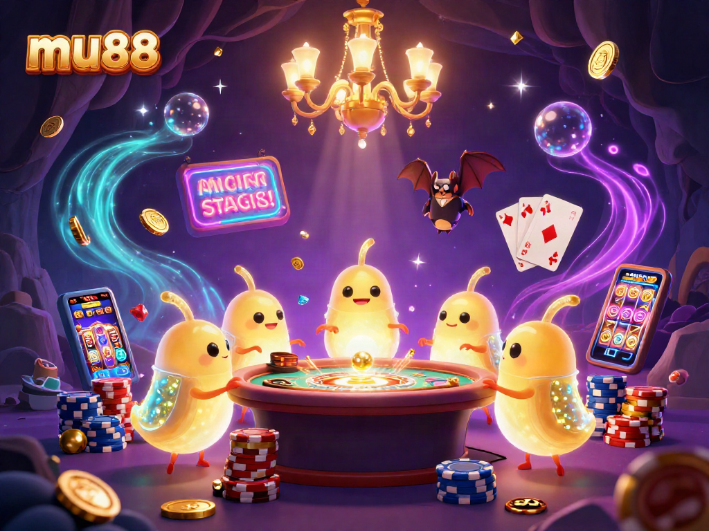 Experience mu88's vibrant casino scene, featuring glowworms and exciting gaming elements.
