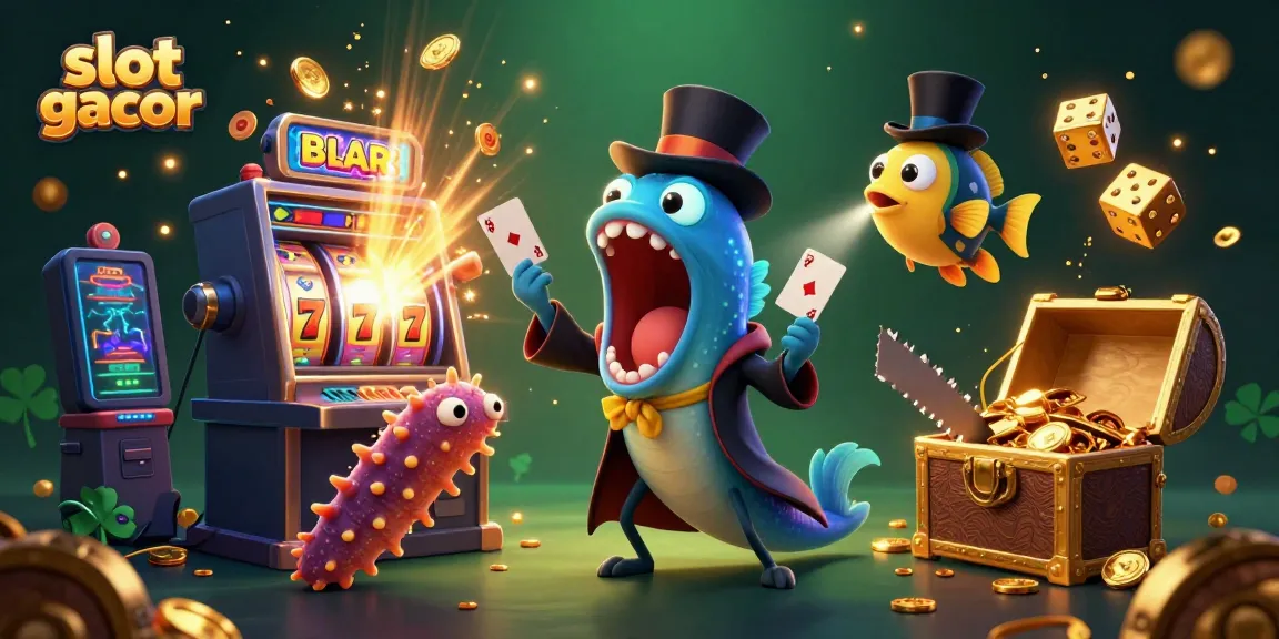 Jackpot explosion with a slot gacor theme featuring colorful characters and gaming elements.