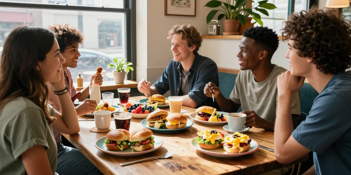 Best brunch Austin with friends enjoying NYC-inspired breakfast sandwiches at a cozy café.