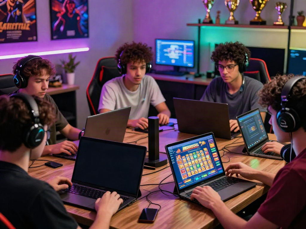 Players immersed in amanahtoto online lottery games with vibrant gaming setup.