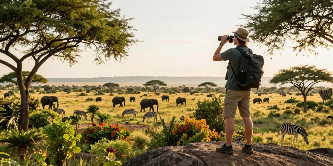 NAGA2000 traveler at Kidepo Valley National Park, enjoying wildlife views under golden hour light.
