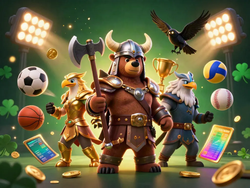 Cakhiatv sports scene featuring characters amid vibrant sports elements, showcasing dynamic betting activity.