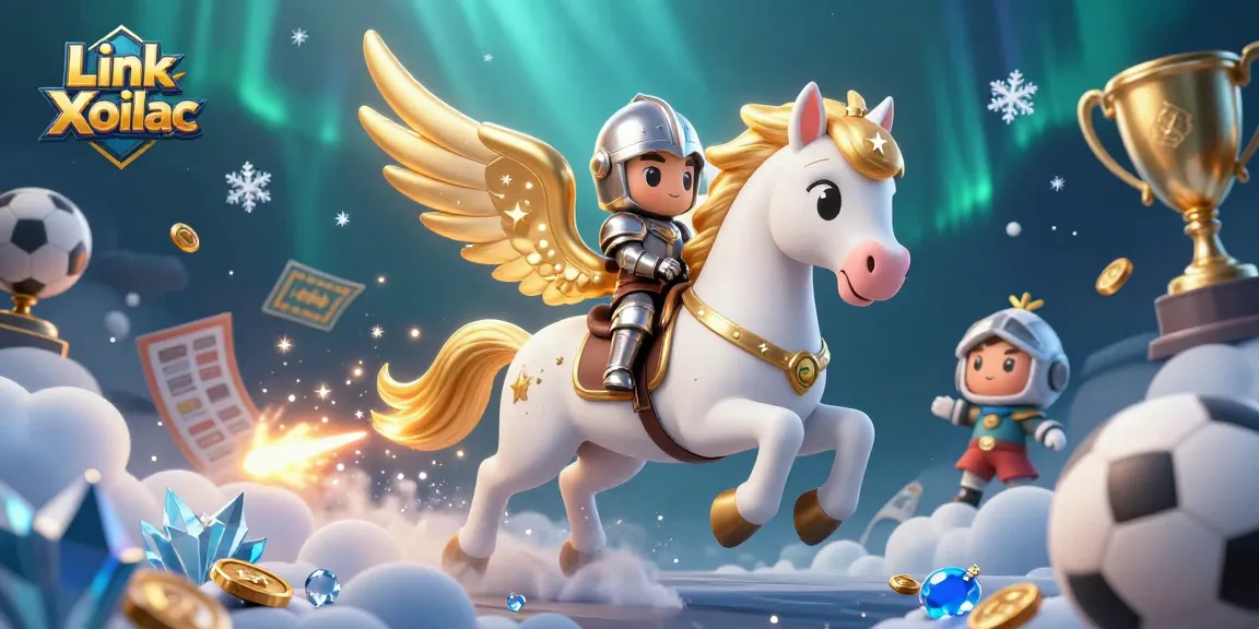 Watch the dynamic action in Link Xoilac as a knight rides a celestial horse amidst sports betting elements.