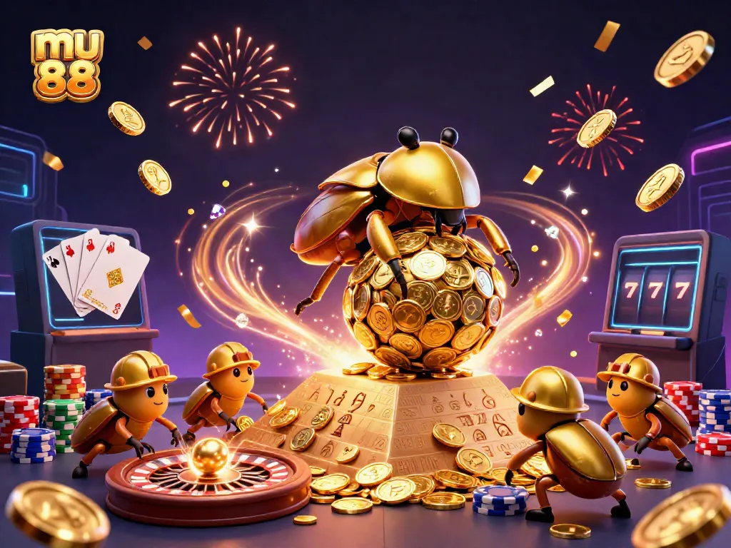 Experience the excitement of mu 88 with golden beetles enhancing casino gameplay.